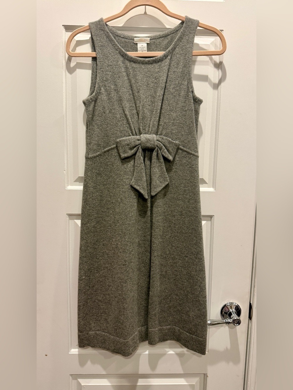 J. Crew Gray Sleeveless Knit Midi Dress with Bow